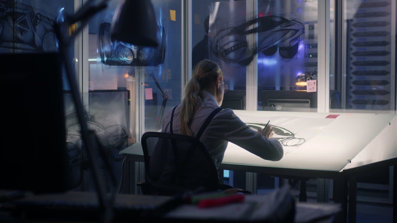 작업 중인 자동차 디자이너