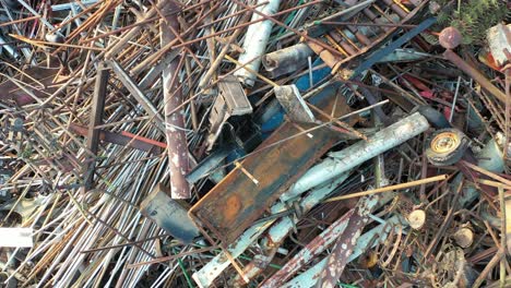 aerial view of a recycling yard filled with scrap metal