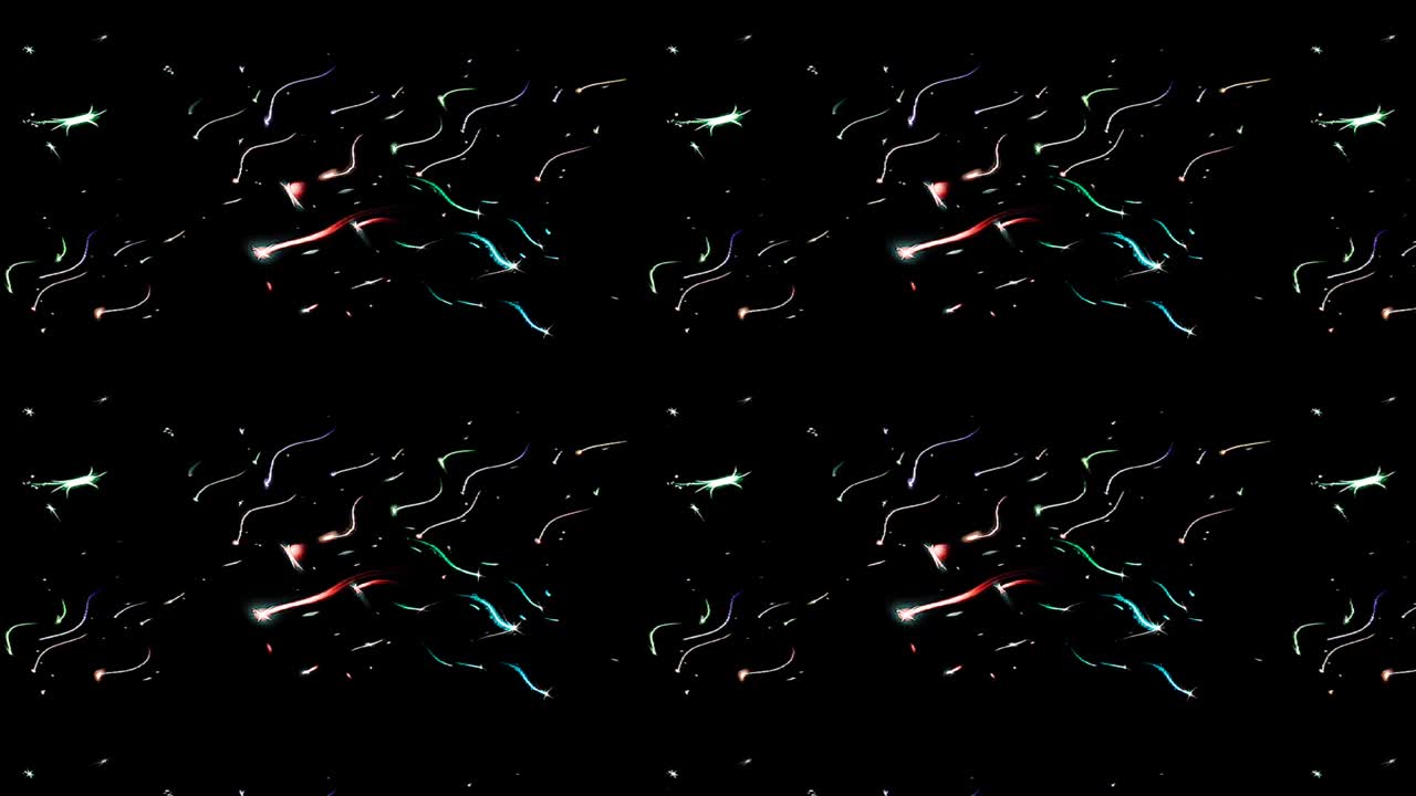 shining bright lines set wave motion, colorful, on black background