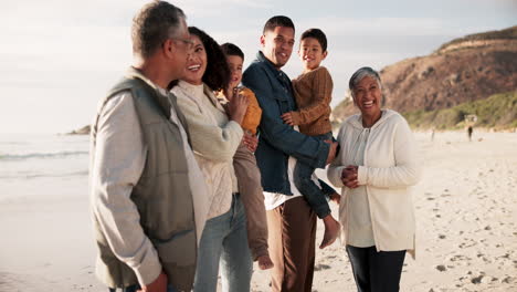 travel, love and happy family at the beach