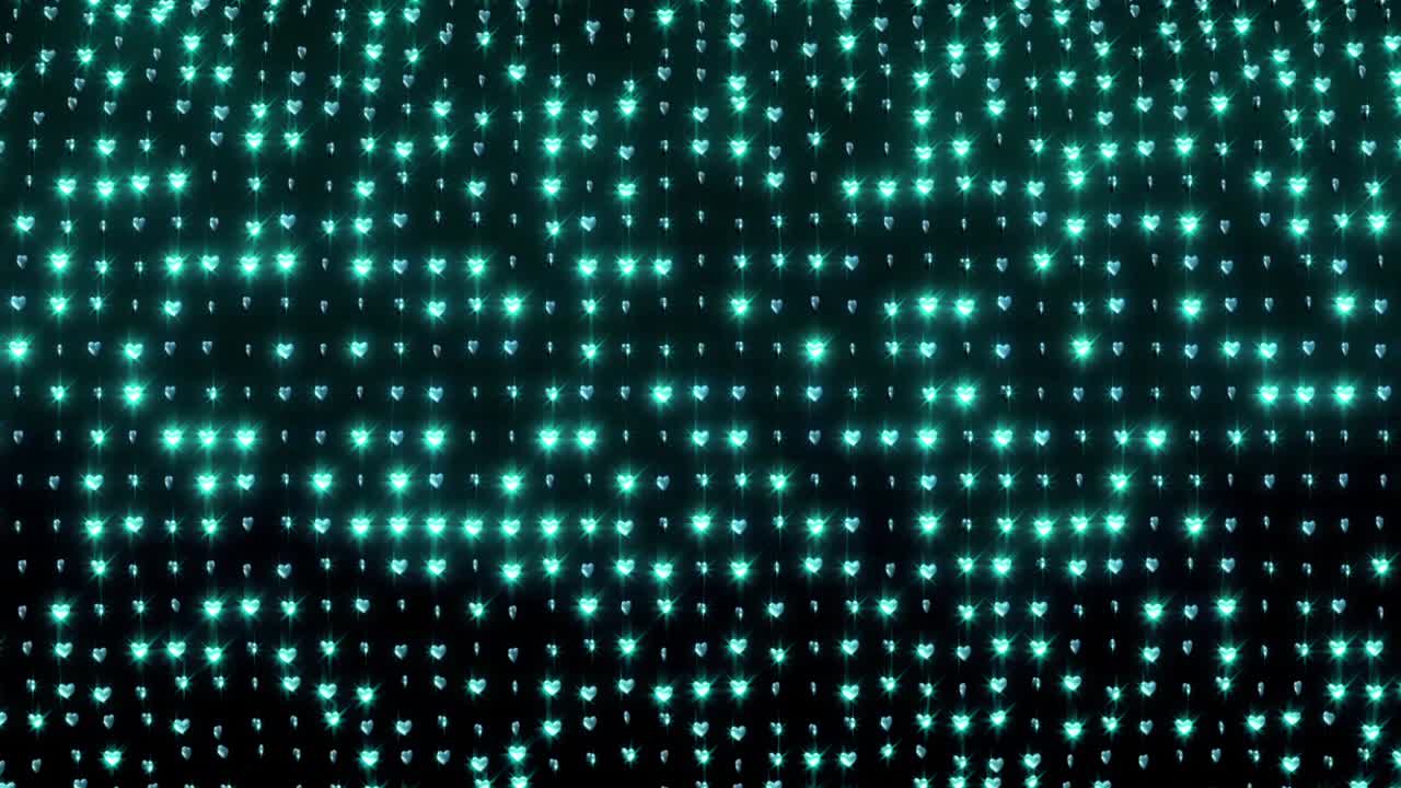 Teal Heart Pattern Light Display