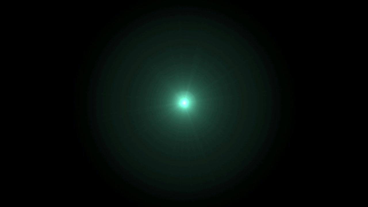 el destello realista de la lente de luz sobre un fondo negro.