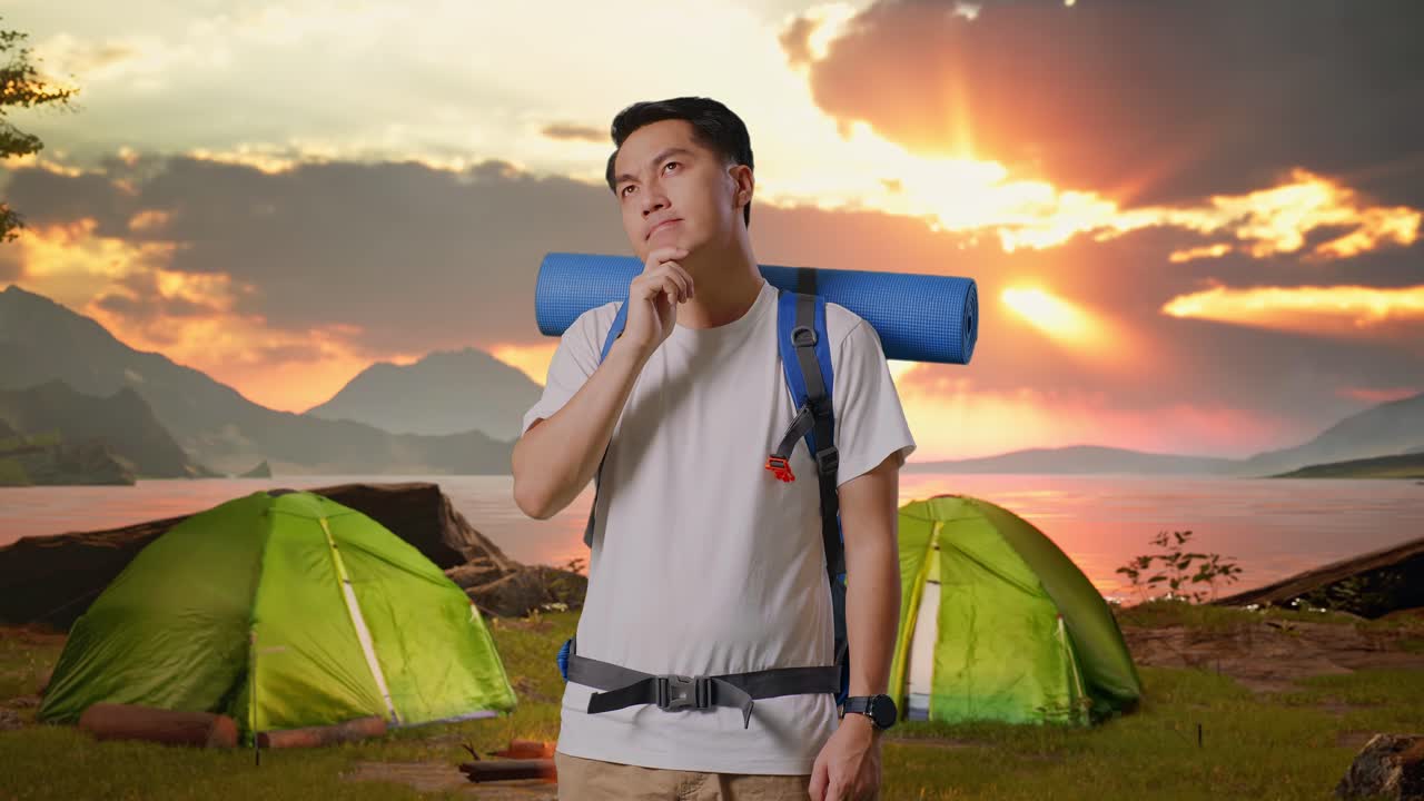 Man Thinking About Camping Trip