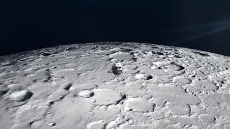 eagle module from apollo moon mission descending from lunar orbit to the surface of the moon