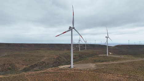 large wind farm in operation in the coquimbo region, country of chile