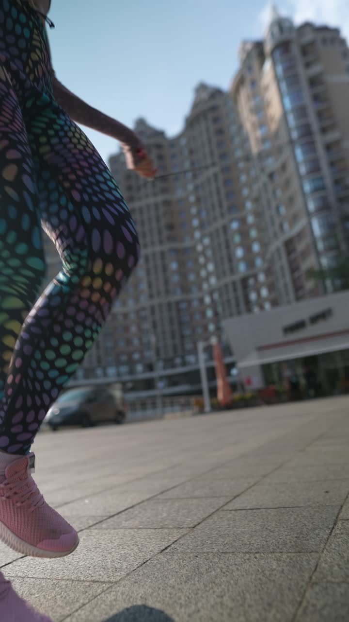 Donna che corre in città