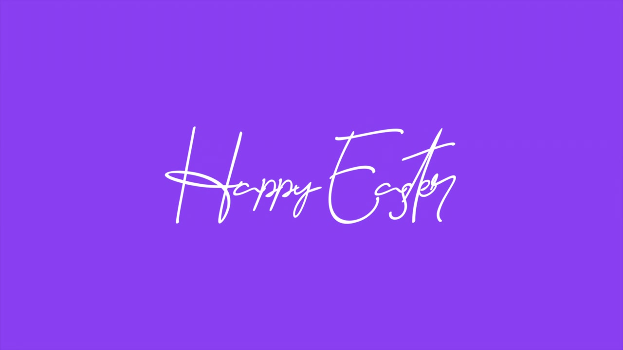 Festeggia la Pasqua con testo corsivo scritto a mano su uno sfondo viola