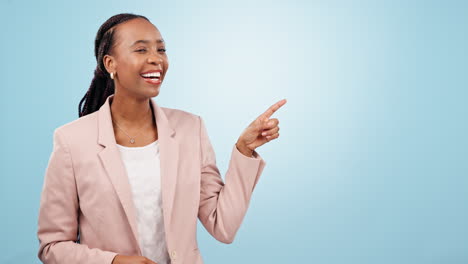 Business-black-woman,-pointing-at-information