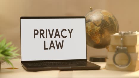 datenschutzgesetz auf dem bildschirm eines legalen laptops angezeigt