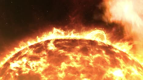 sun surface with solar flares, 3d rendering