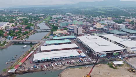 wide aerial view of the bustling port of ormoc city, leyte, philippines at daylight