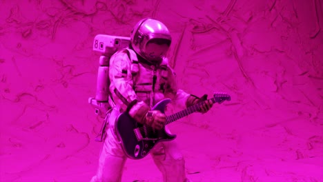 astronaut playing electric guitar in space