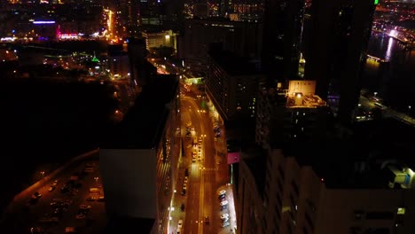 night aerial view of city streets