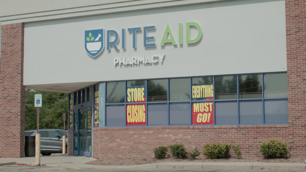 Rite Aid Pharmacy Store Closing with "Everything Must Go!" Signs