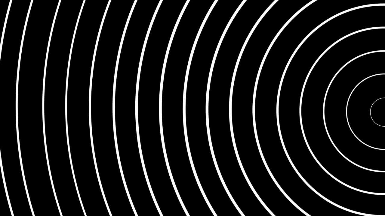 semirings blancos concéntricos que se mueven sobre un fondo negro