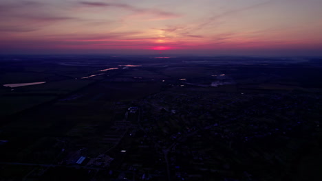 small ukrainian town at sunset