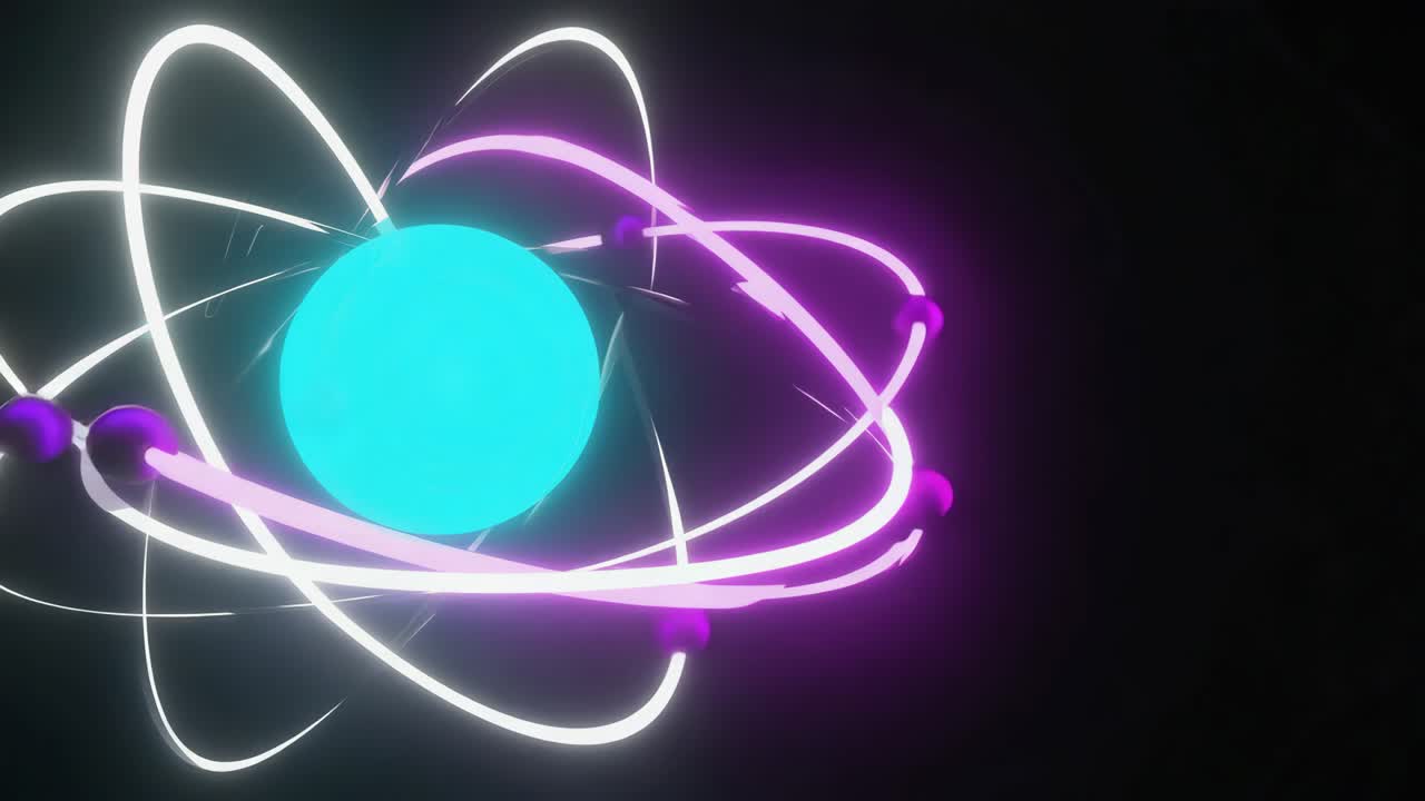 Stylized Atom Model with Glowing Orbits