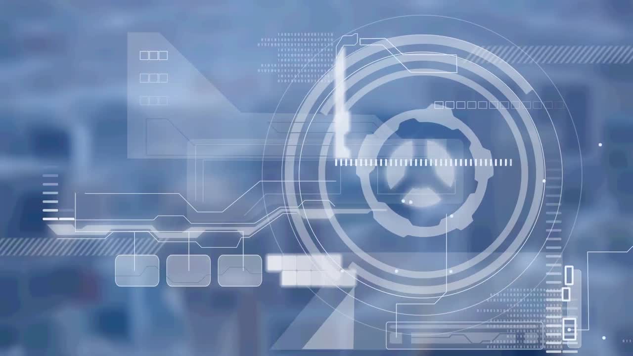 파란색 배경 위의 다양한 데이터의 애니메이션