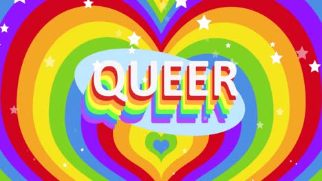 Animation-of-falling-stars-over-queer-text-on-rainbow