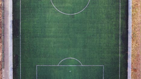 aerial view of green football, soccer pitch