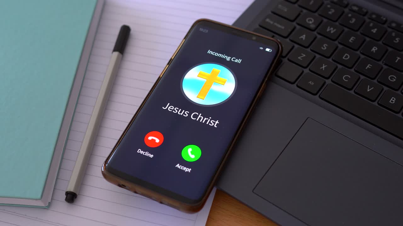 Income call from Jesus Christ. Concept of Christianity and let god into your life.