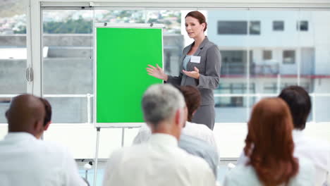 mujer de negocios haciendo una presentación