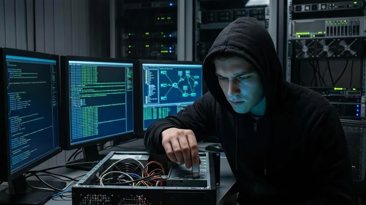 Hacker in Server Room