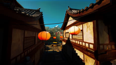 traditional japanese street with lanterns