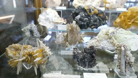 vitrina de colección de minerales