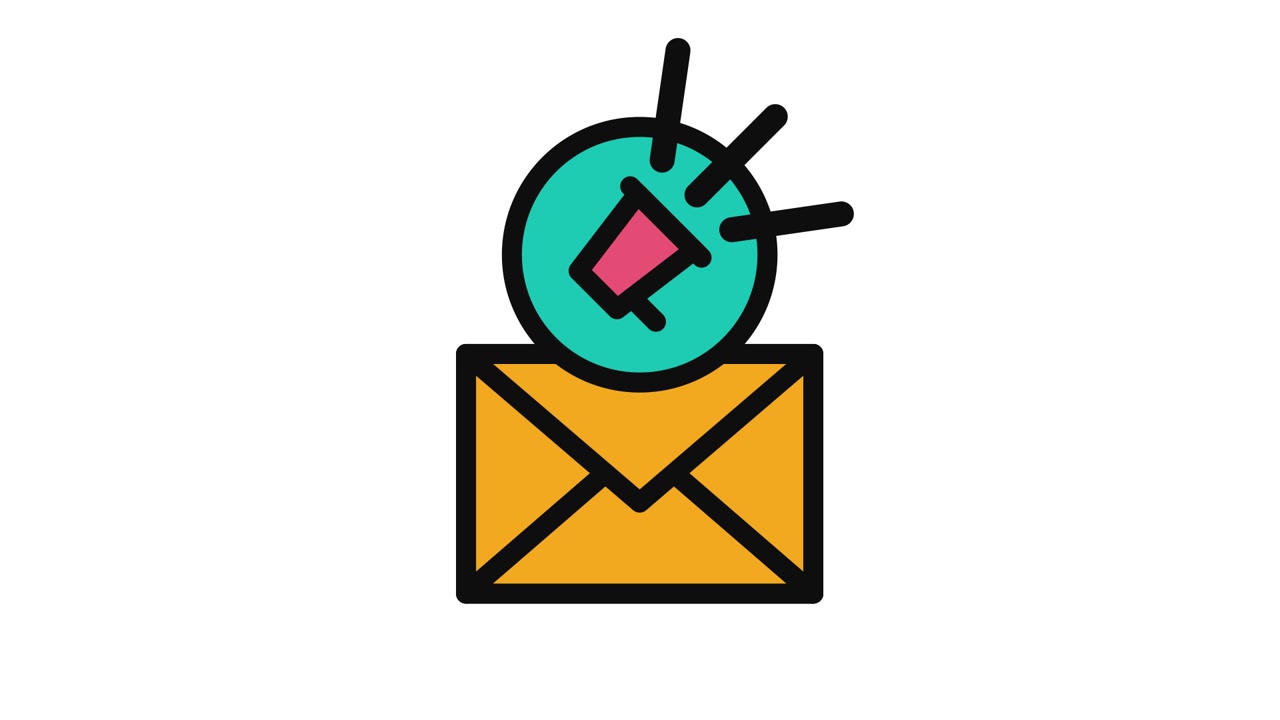 Icona Animata di Email e Megafono per Diffusione di Marketing