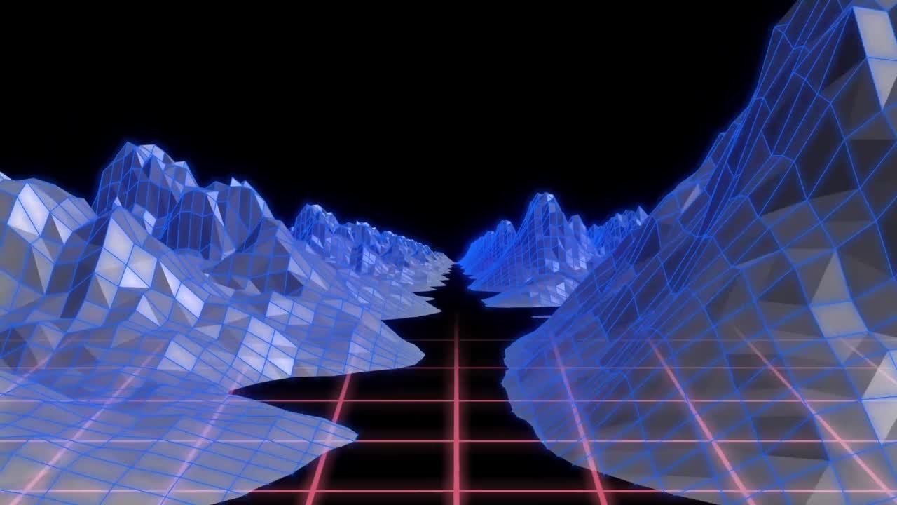 메타버스 풍경 위의 초록색 육각형의 애니메이션