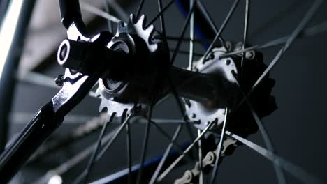 a bicycle wheel spinning, close up shot