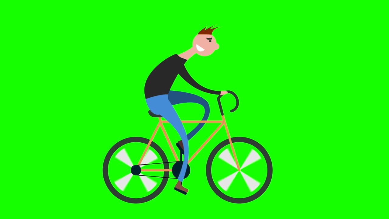 Cartoon man cycling road bicycle outdoors fitness