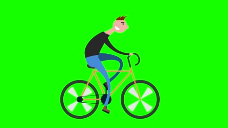 hombre de dibujos animados ciclismo bicicleta de carretera al aire libre fitness