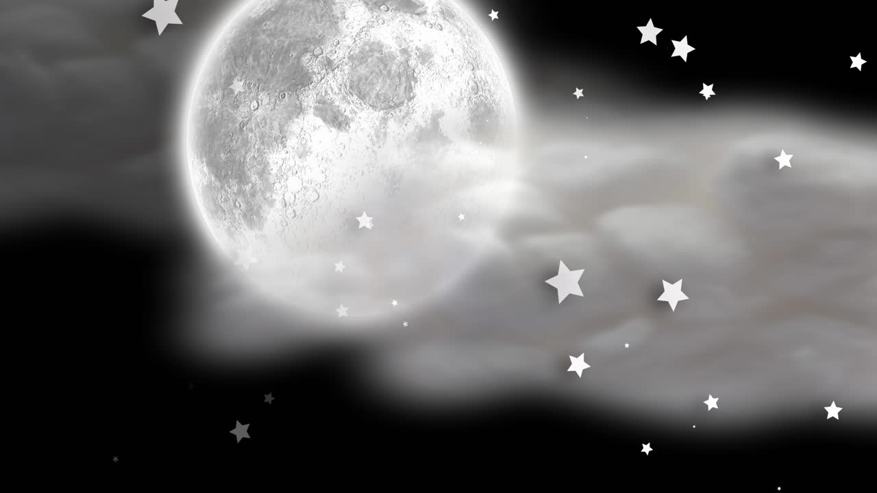 별과 회색 구름 배경 위의 지구의 애니메이션