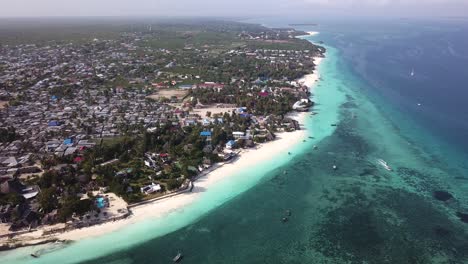 panoramic view of nungwi village with its white sand beach, zanzibar. aerial