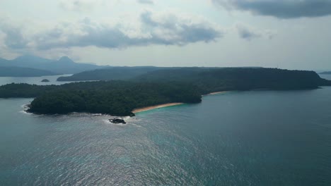 Aerial view towards Boi beach at Ilha do Principe (Prince Island) Sao Tome e Principe,Africa