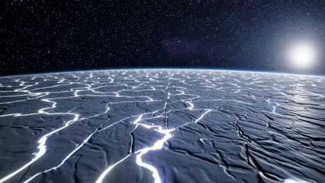 Alien Planet with Cracked Surface