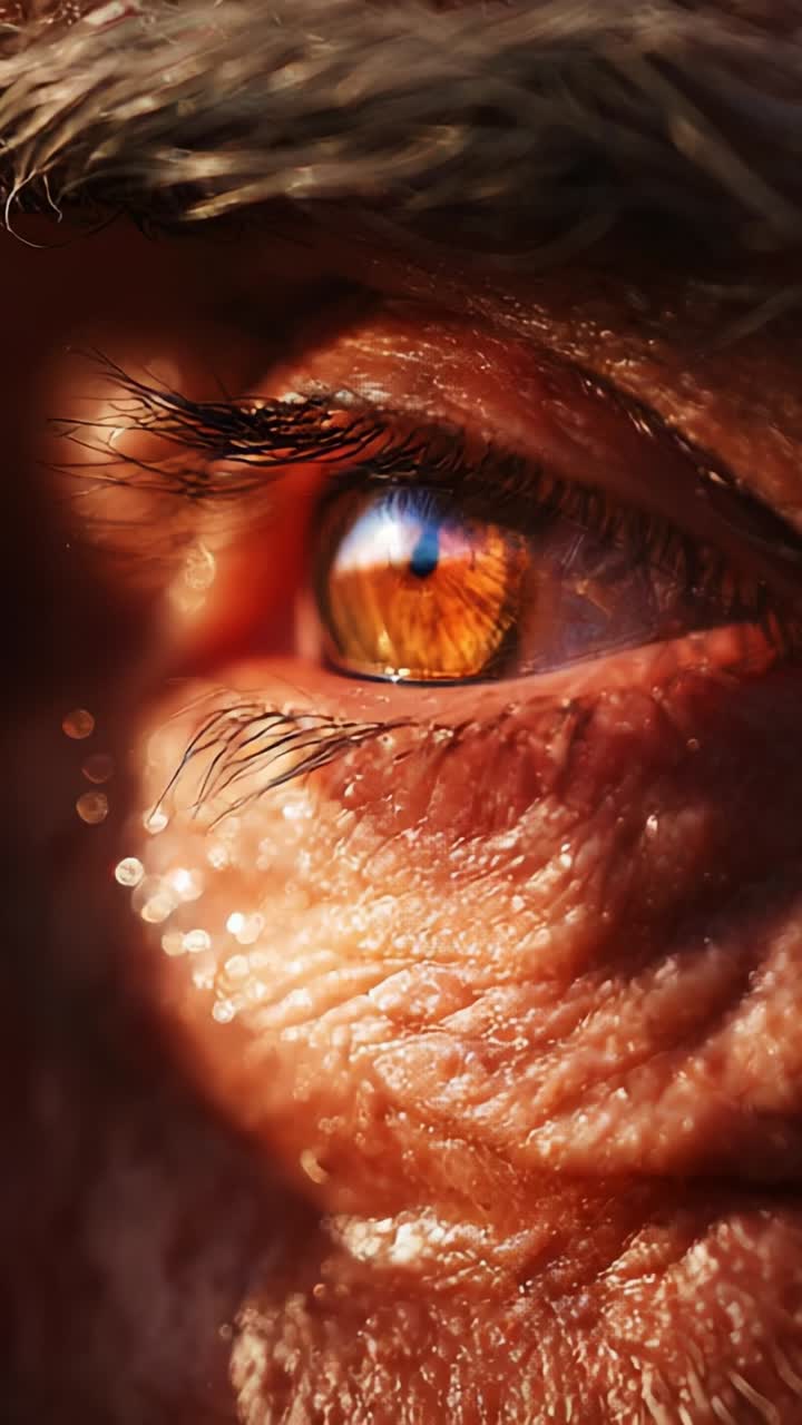 A Close-Up of an Elderly Person's Eye Highlighting Intricate Details and Rich Colors, Emphasizing the Beauty and Depth Found in Aging and Life Experience
