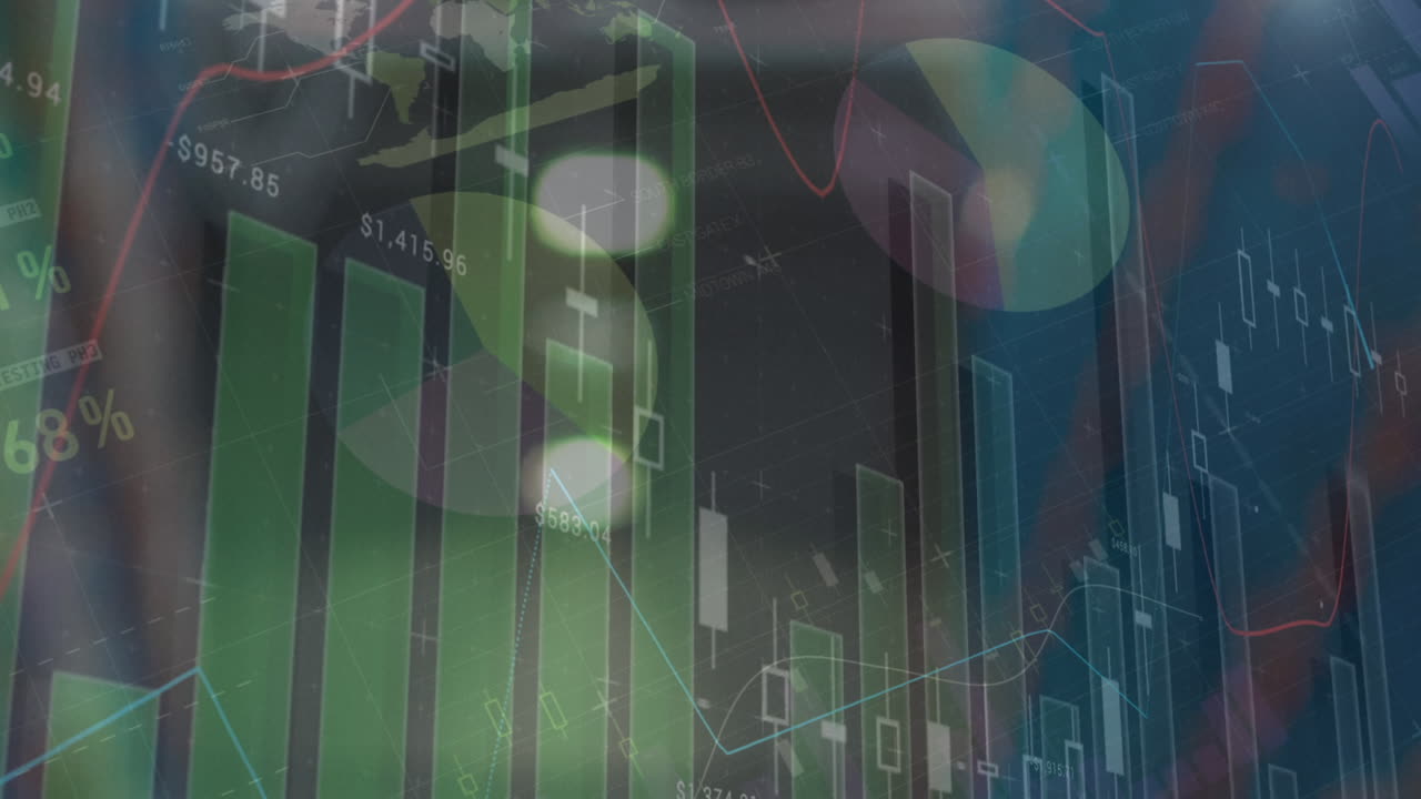 animación del procesamiento de datos financieros sobre el tráfico por carretera