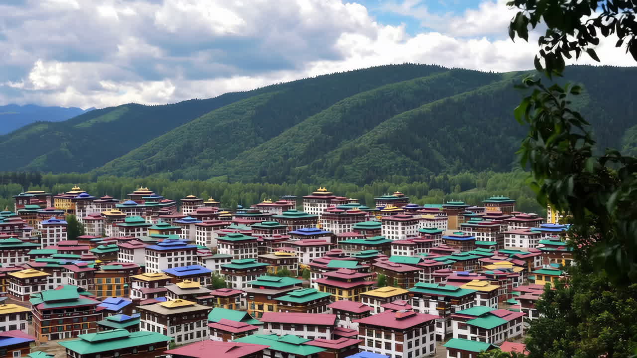 Colorful Bhutanese Village in the Mountains