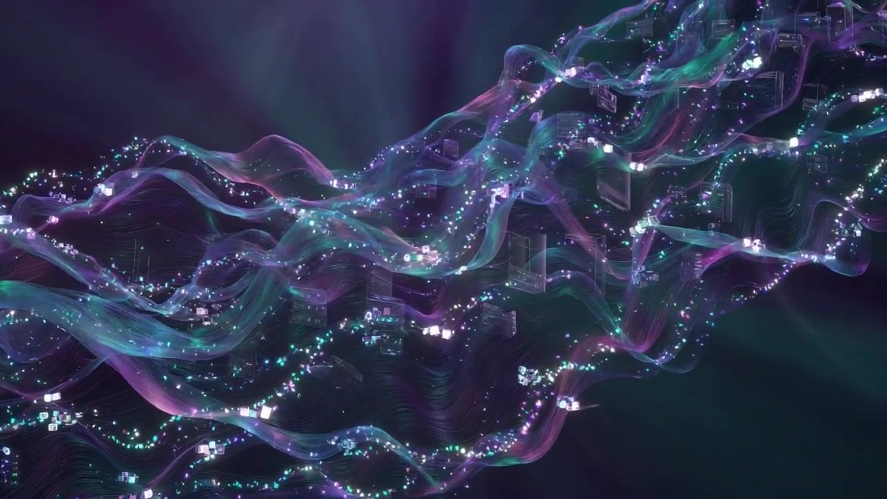 Abstract Digital Data Flowing Through a Futuristic Network