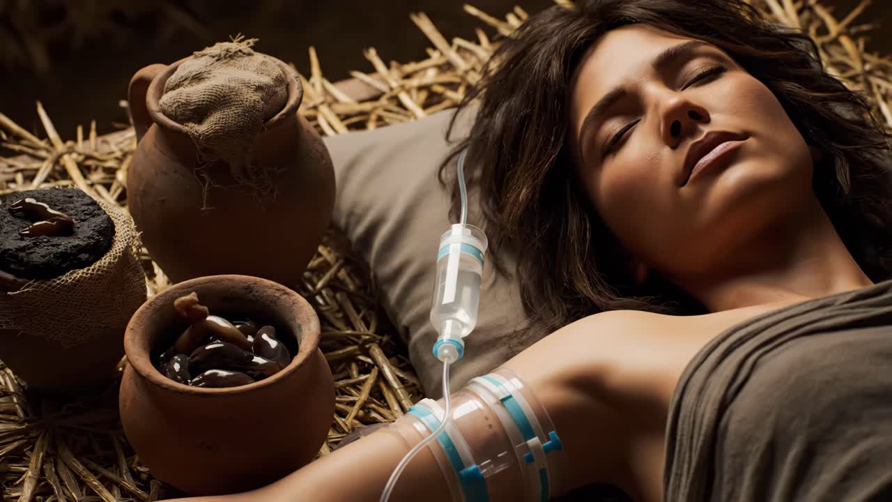 Ancient Healing: Woman Receives Traditional Medical Treatment