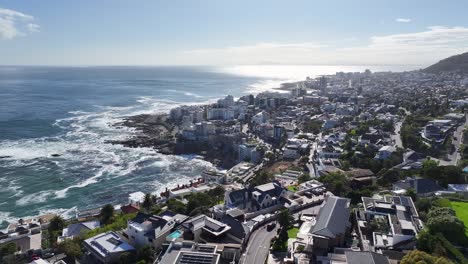 camps bay beach at cape town in western cape south africa. table mountain landscape. cityscape scenery. cape town at western cape south africa. tourism travel. stunning skyline.