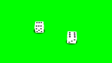 backgammon dices two sixes (green screen with shadows)