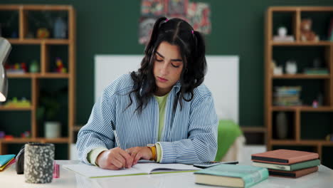 woman studying at desk