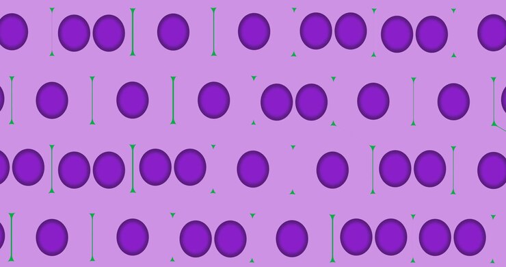 Animazione di cellule viola in movimento su sfondo trasparente