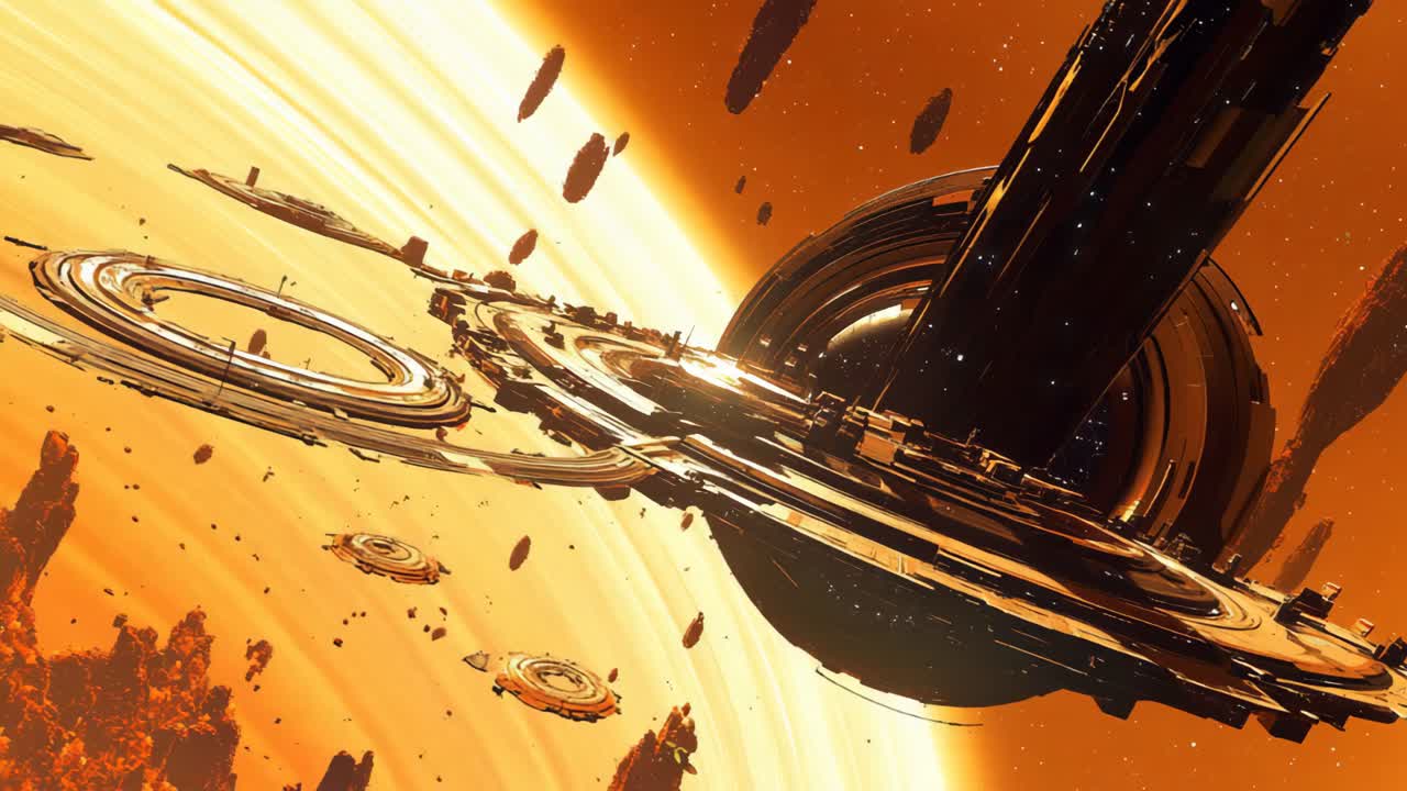 Abstract Futuristic Spaceship in Space
