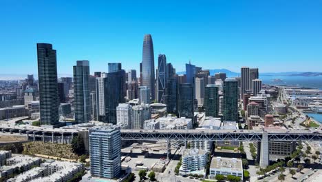 aerial view of downtown san francisco skyscrapers, california, usa