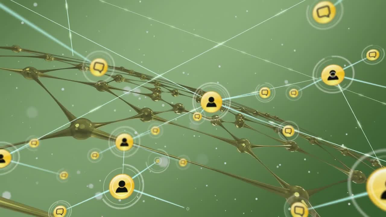 골드넷을 통해 아이콘을 가진 연결 네트워크의 애니메이션